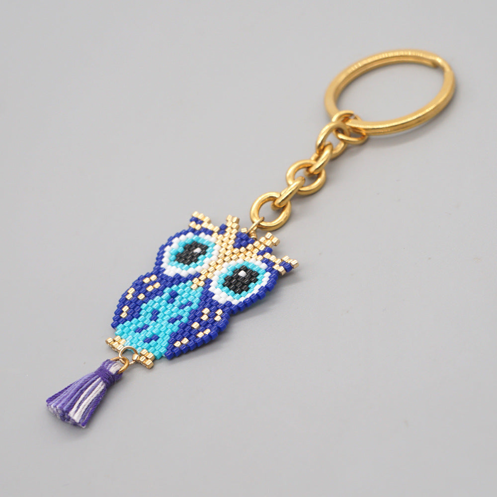 Wholesale Hand Woven Owl Resin Keychain